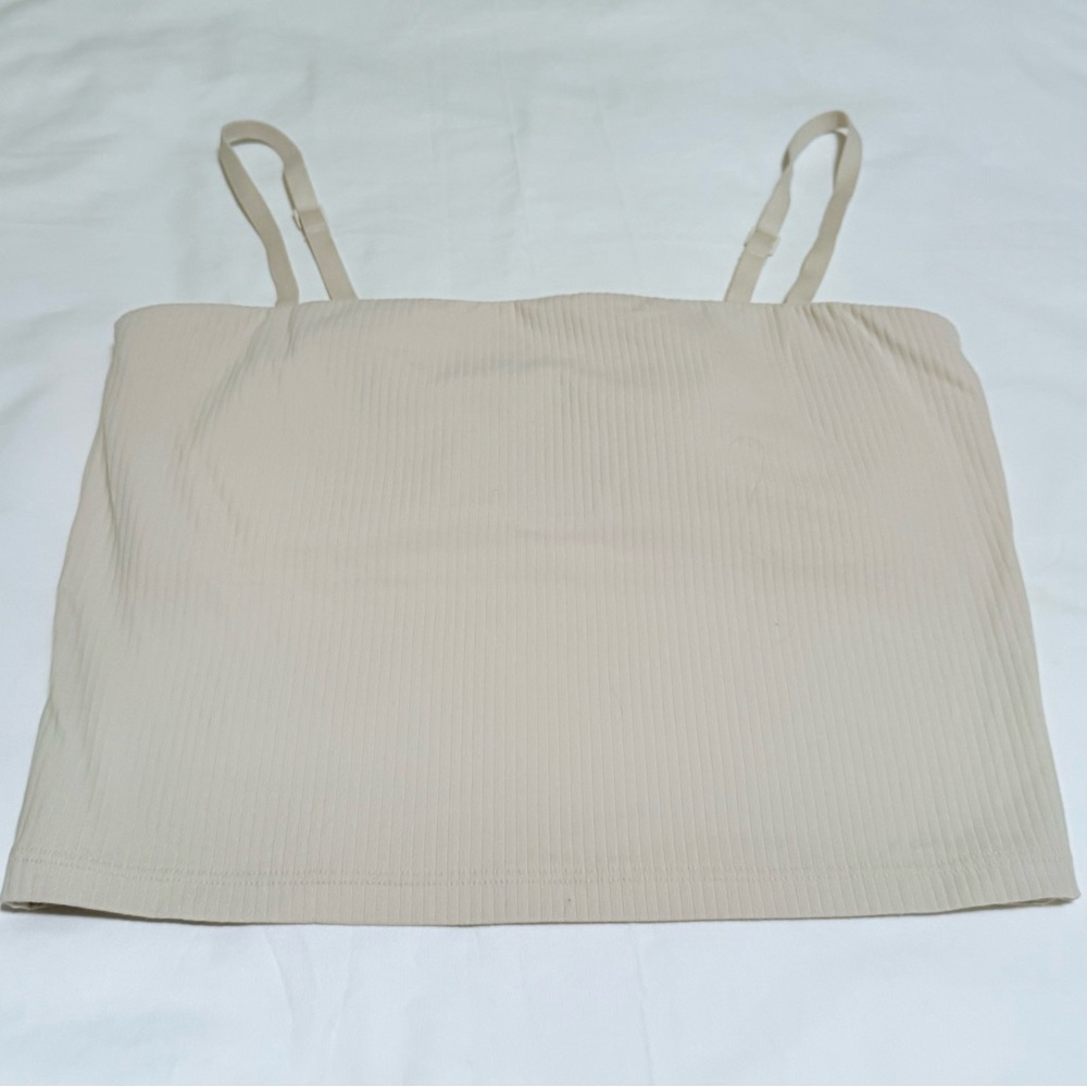 OFFLINE by aerie Ribbed Cropped Shelf Bra Cami Tank - Beige - XS